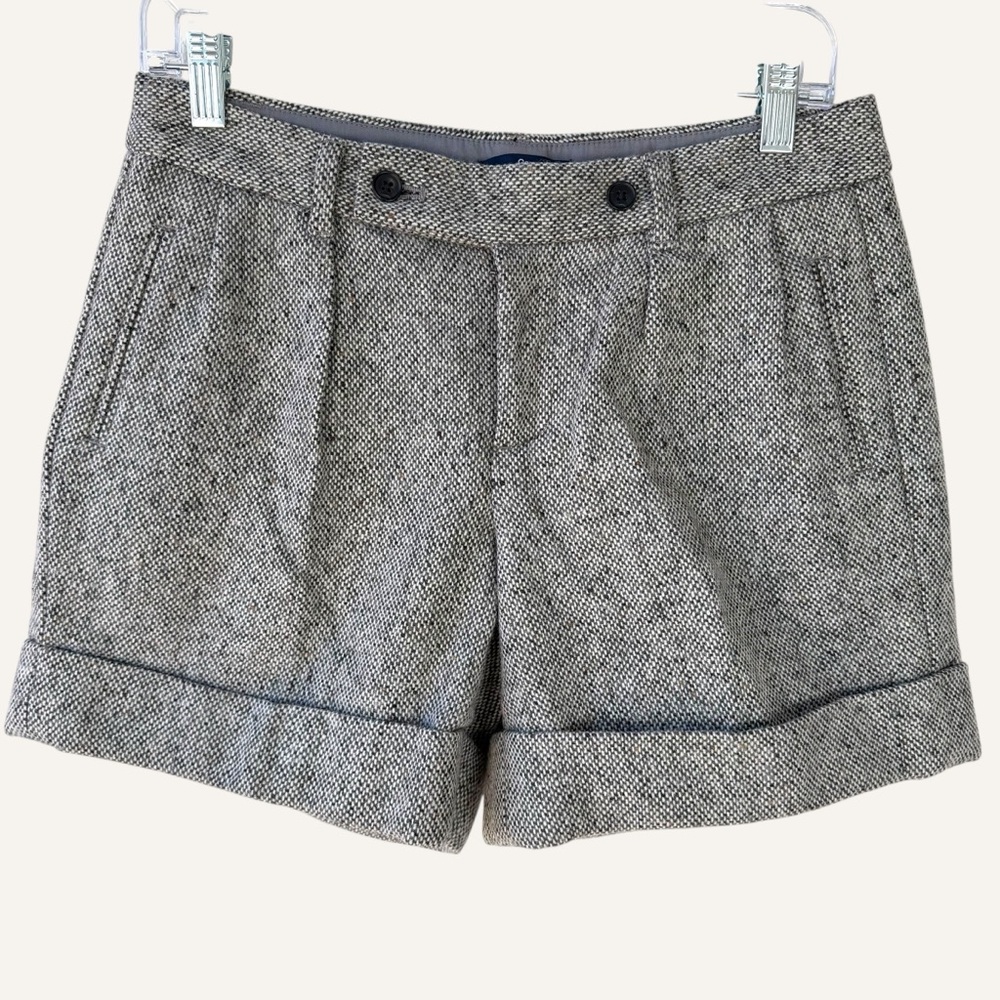 Gap Grey Tweed Wool Blend Cuffed Pleated‎ Shorts Preppy Academia Women’s Size 2